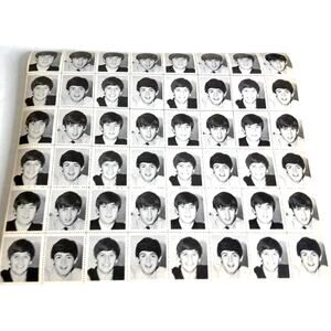 Vintage The Beatles Black And White Photo Stamp Sheet